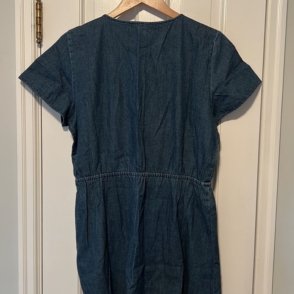 NWT J.Crew Factory Chambray Ruffle Faux-Wrap Dress - Picture 6 of 6